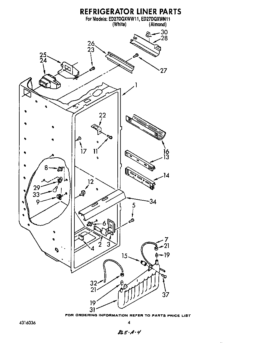 Whirlpool ED27DQZWN11 refrigerator liner diagram