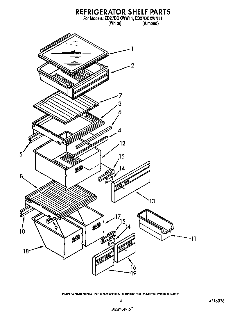 Whirlpool ED27DQZWN11 refrigerator shelf diagram