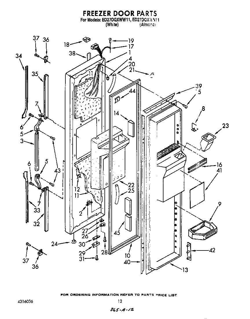 Whirlpool ED27DQZWN11 freezer door diagram