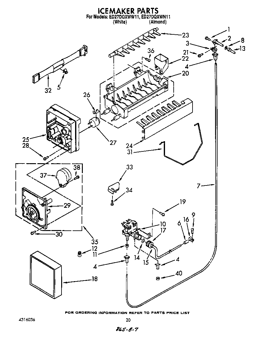 Whirlpool ED27DQZWN11 icemaker diagram