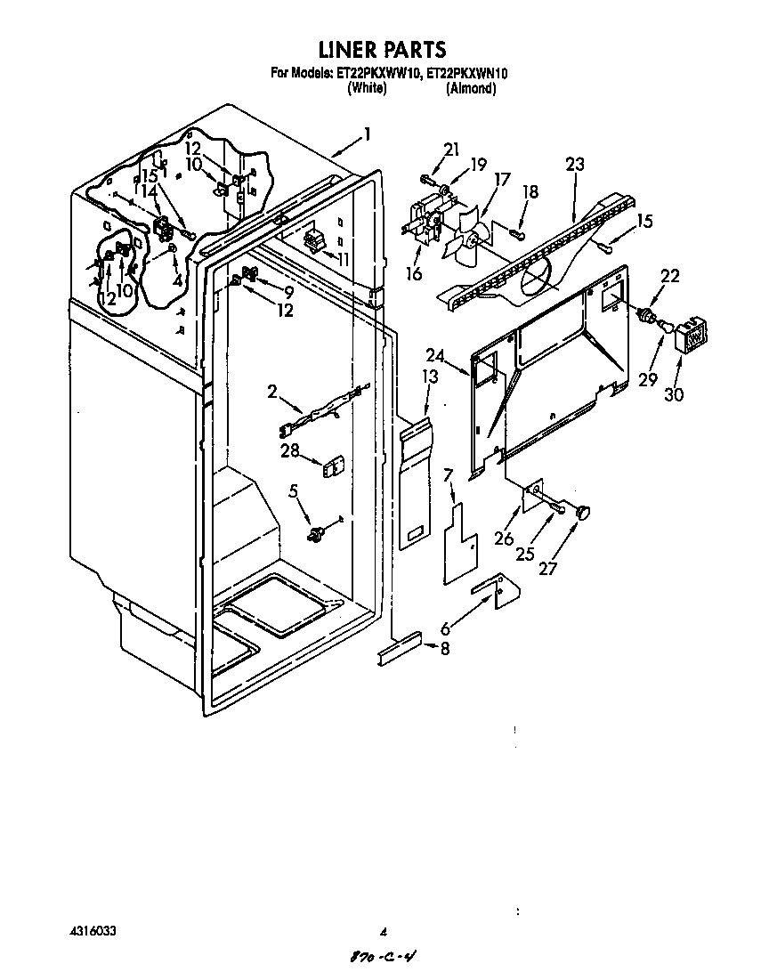 Whirlpool ET22PKXWW10 liner diagram