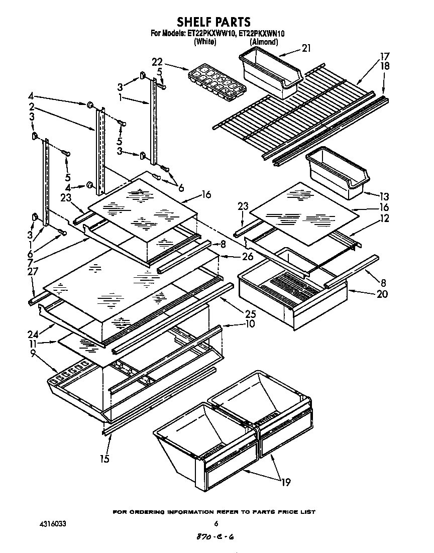 Whirlpool ET22PKXWW10 shelf diagram
