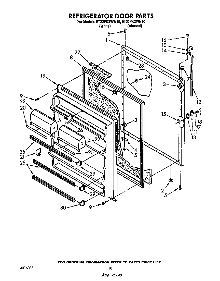 Whirlpool ET22PKXWW10 refrigerator door diagram