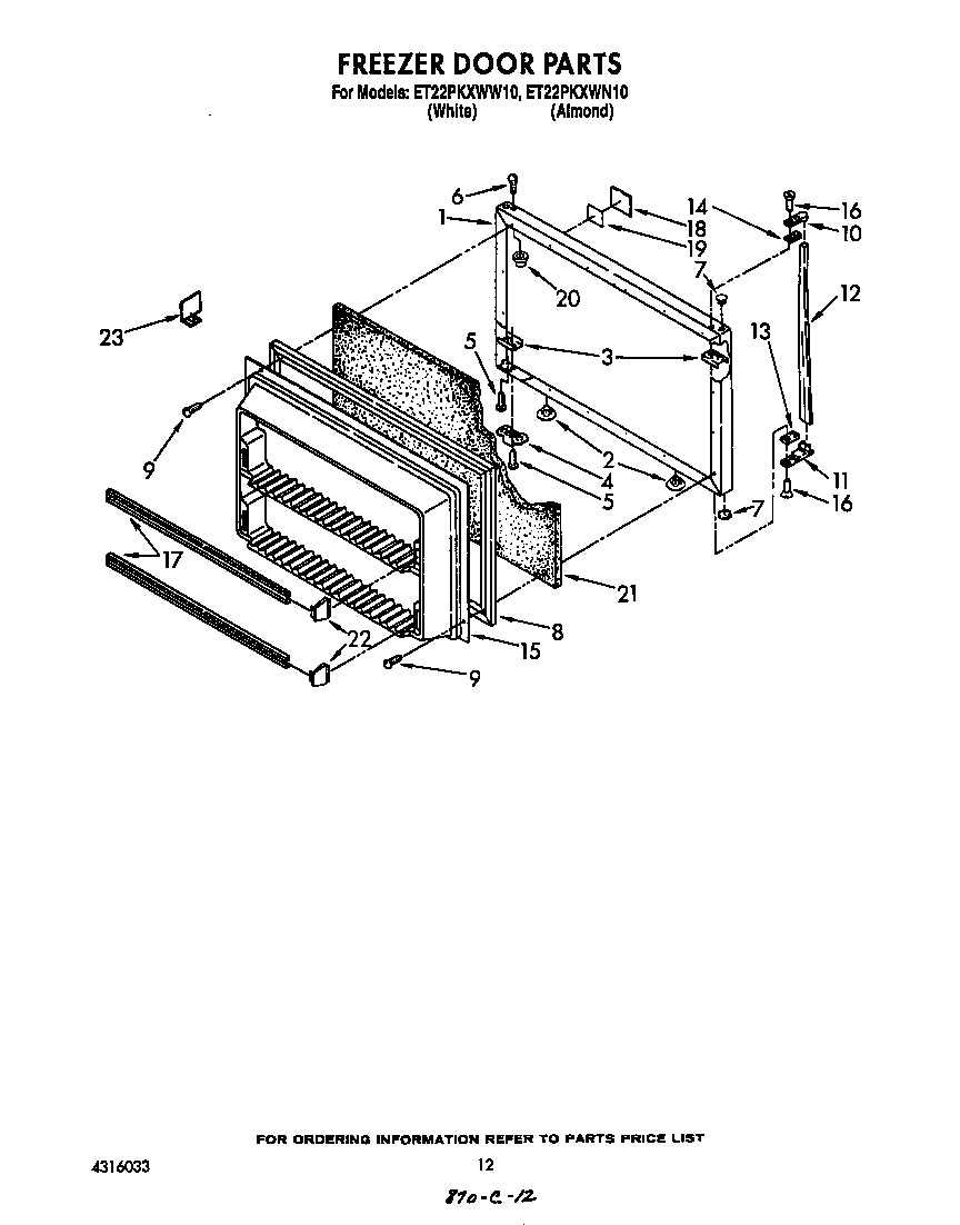 Whirlpool ET22PKXWW10 freezer door diagram