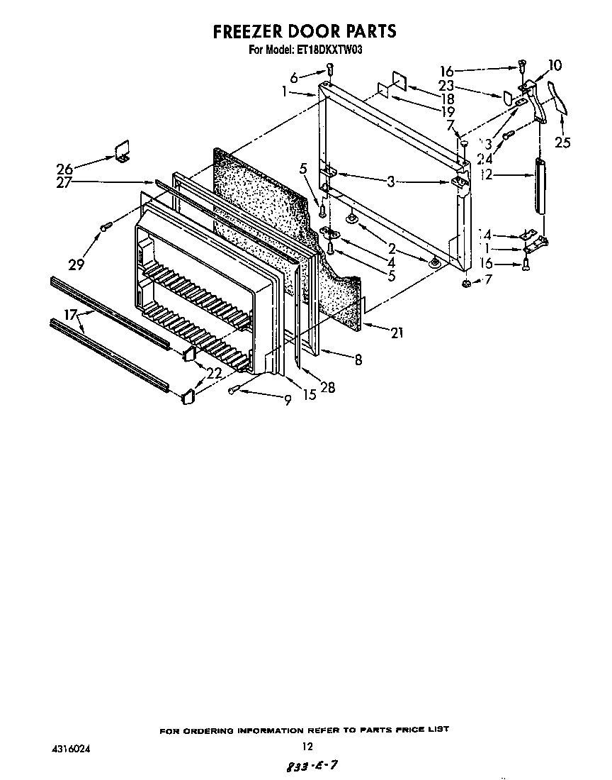 Whirlpool ET18DKXTW03 freezer door diagram