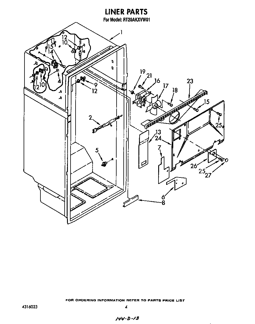 Roper RT20AKXVW01 liner diagram