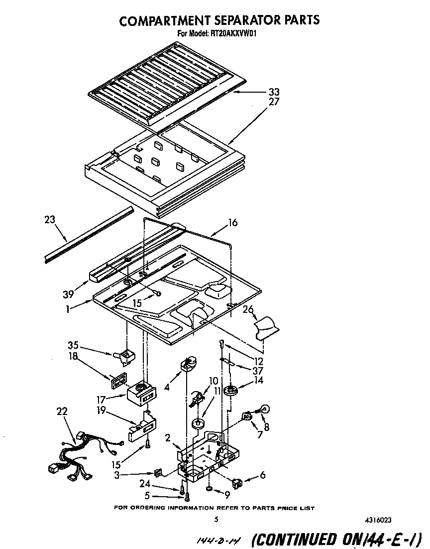 Roper RT20AKXVW01 compartment separator diagram
