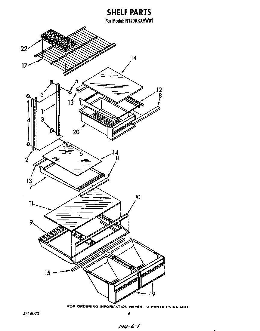 Roper RT20AKXVW01 shelf diagram