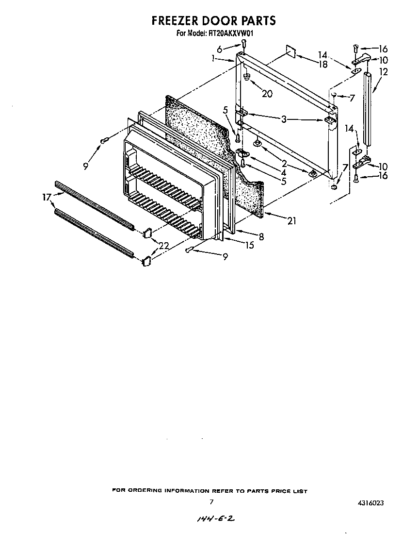 Roper RT20AKXVW01 freezer door diagram