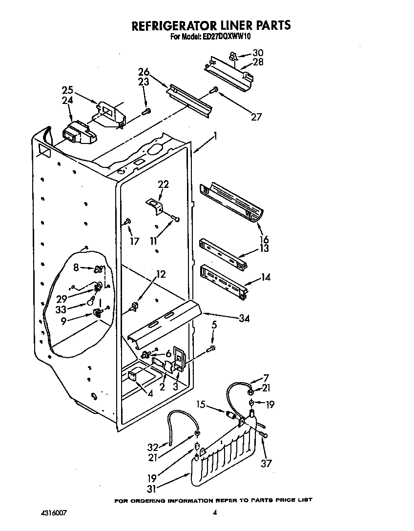 Whirlpool ED27DQXWN10 refrigerator liner diagram