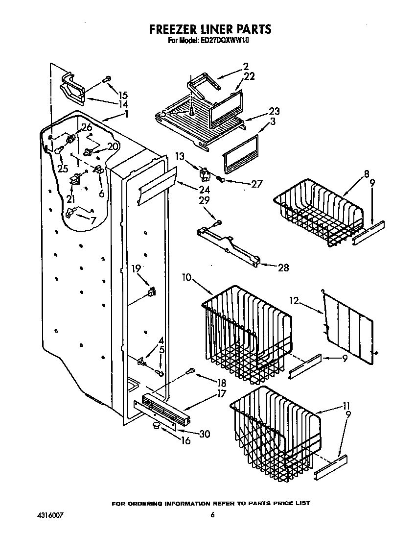 Whirlpool ED27DQXWN10 freezer liner diagram