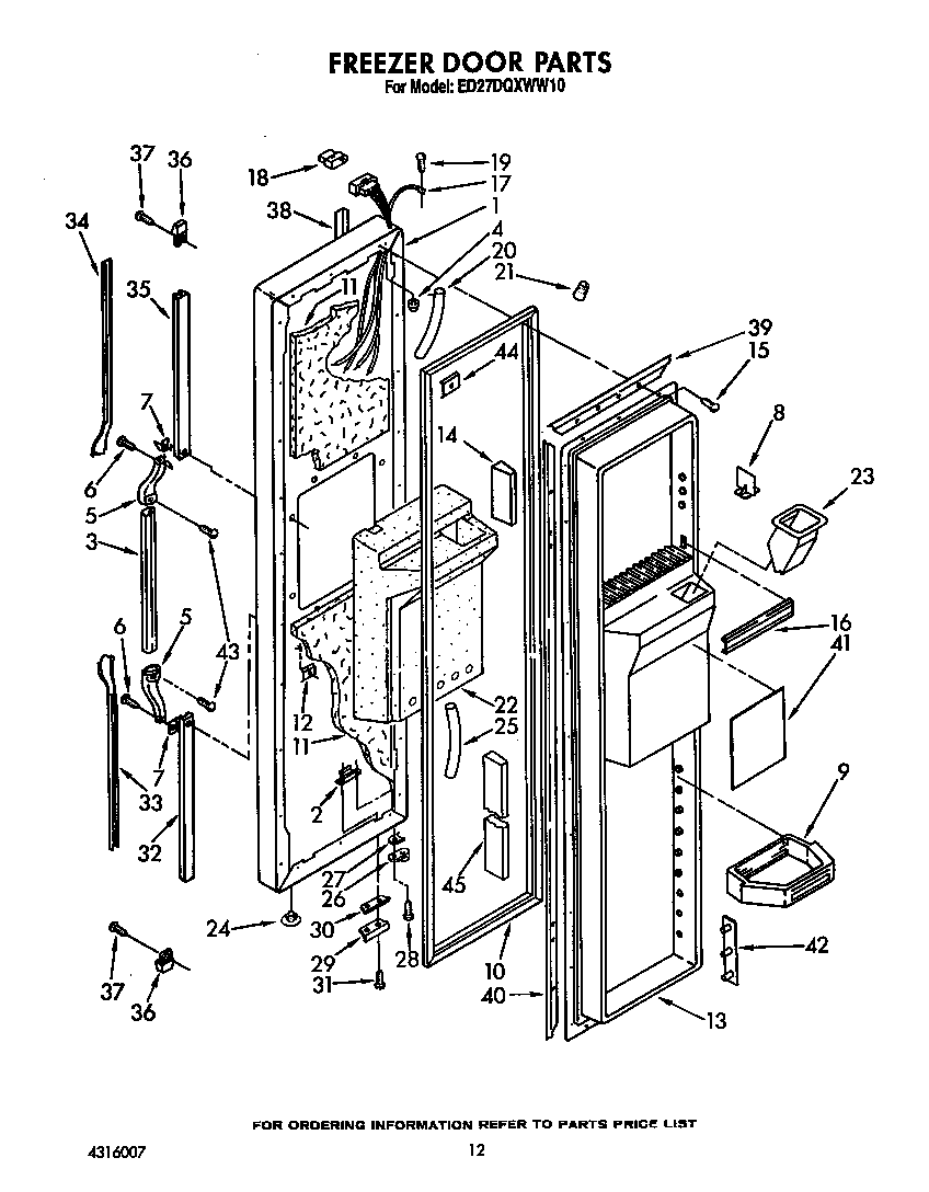 Whirlpool ED27DQXWN10 freezer door diagram