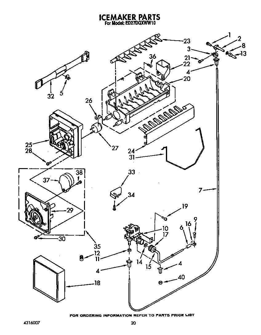 Whirlpool ED27DQXWN10 icemaker diagram