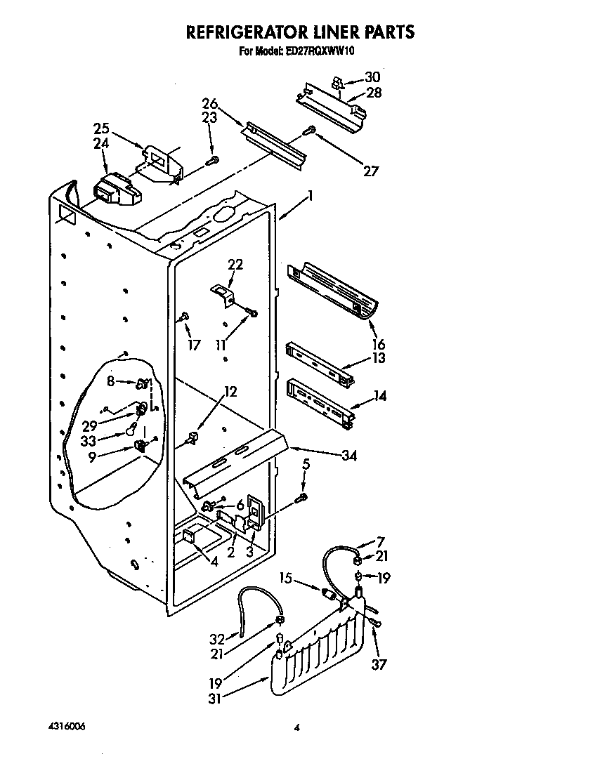 Whirlpool ED27RQXWW10 refrigerator liner diagram