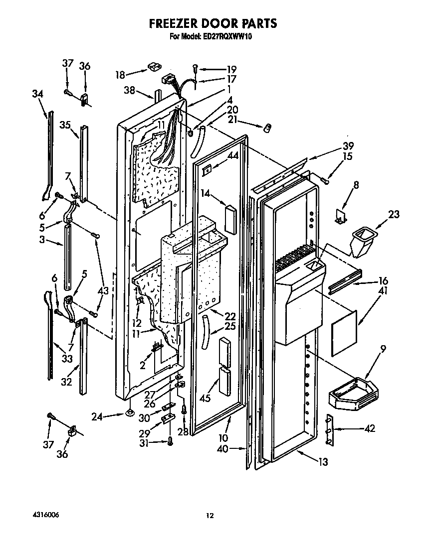 Whirlpool ED27RQXWW10 freezer door diagram