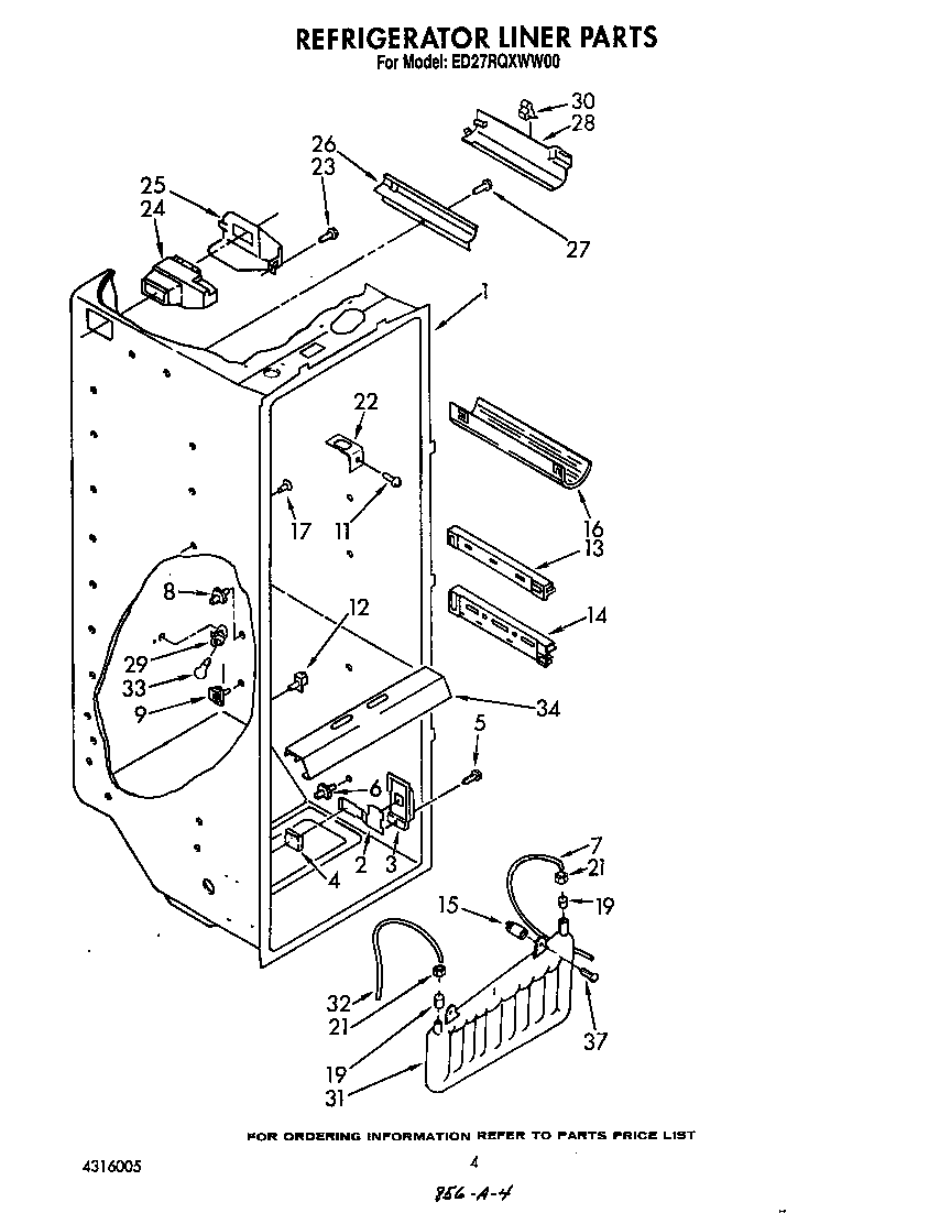 Whirlpool ED27RQXWW00 refrigerator liner diagram