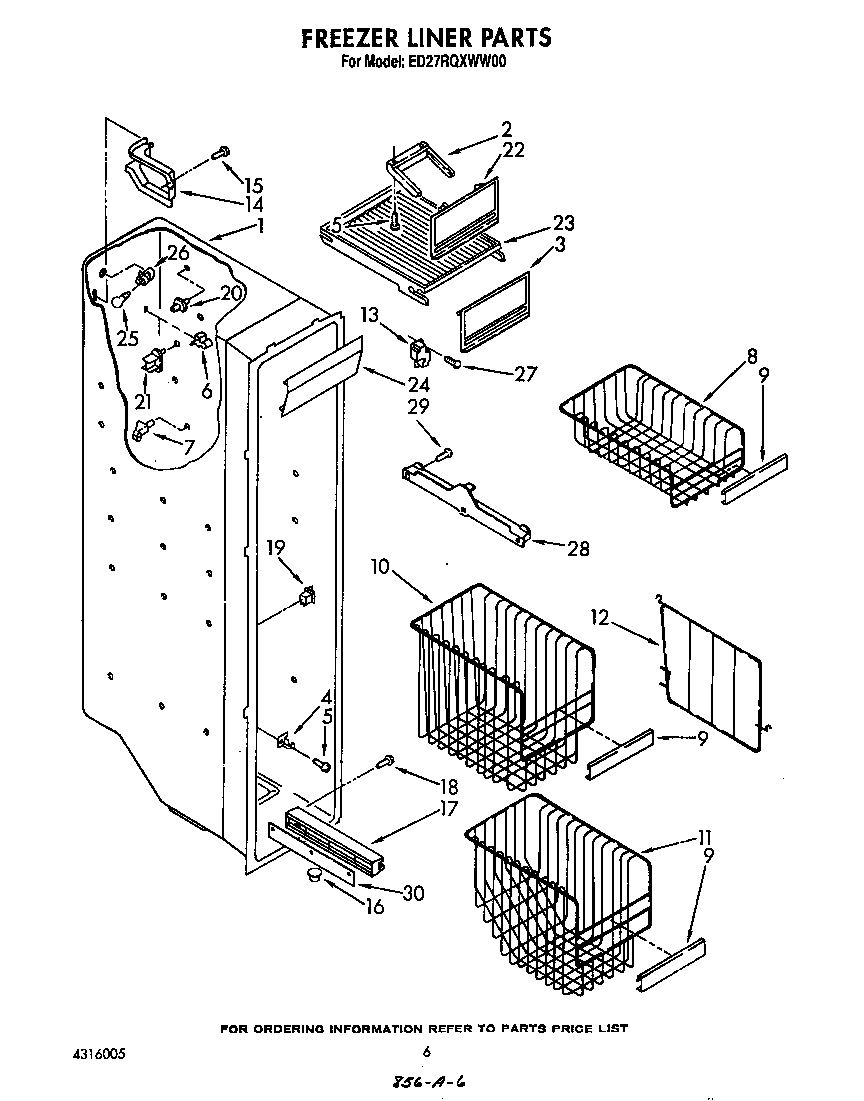 Whirlpool ED27RQXWW00 freezer liner diagram