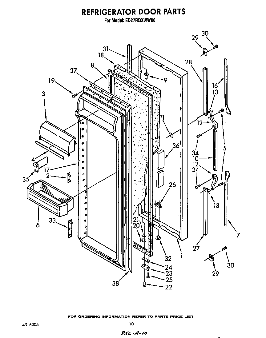 Whirlpool ED27RQXWW00 refrigerator door diagram