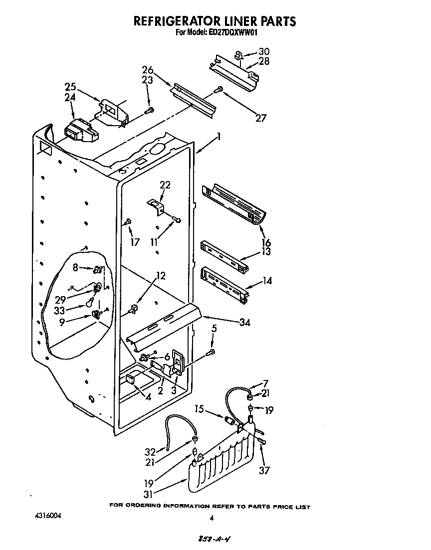 Whirlpool ED27DQXWN01 refrigerator liner diagram