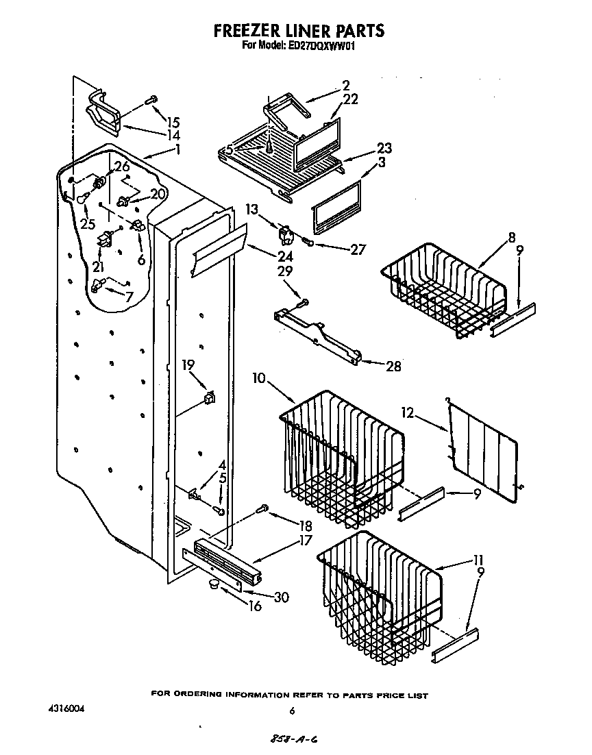 Whirlpool ED27DQXWN01 freezer liner diagram