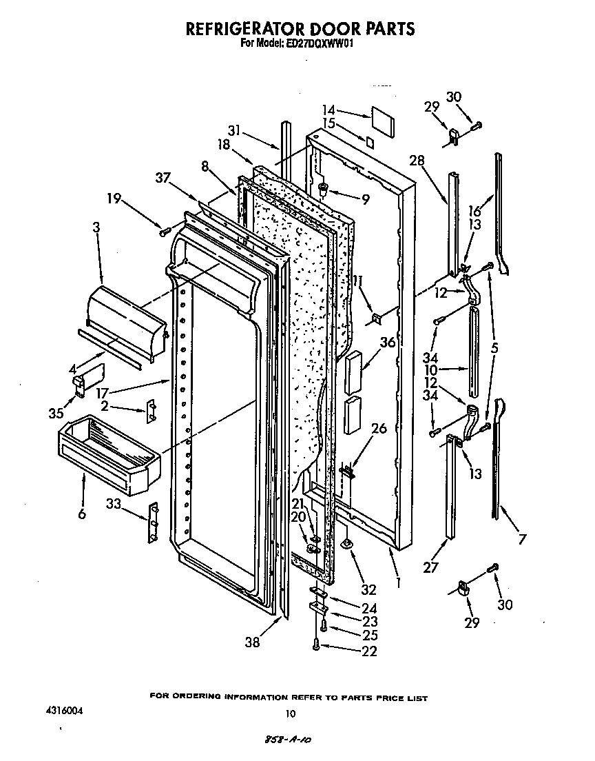 Whirlpool ED27DQXWN01 refrigerator door diagram