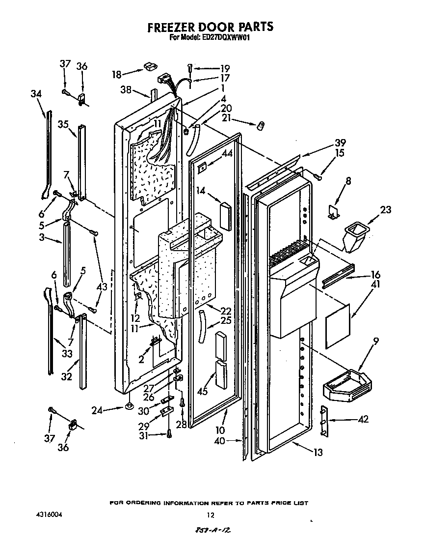 Whirlpool ED27DQXWN01 freezer door diagram