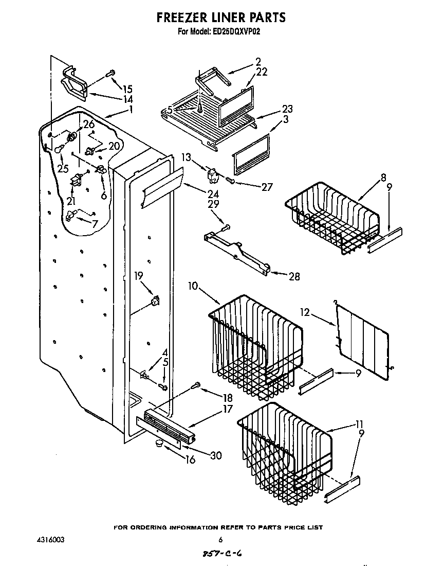 Whirlpool ED25DQXVP02 freezer liner diagram