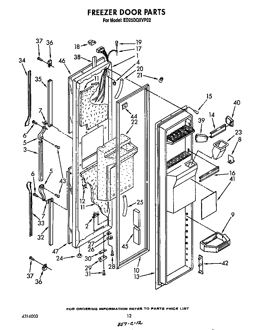 Whirlpool ED25DQXVP02 freezer door diagram