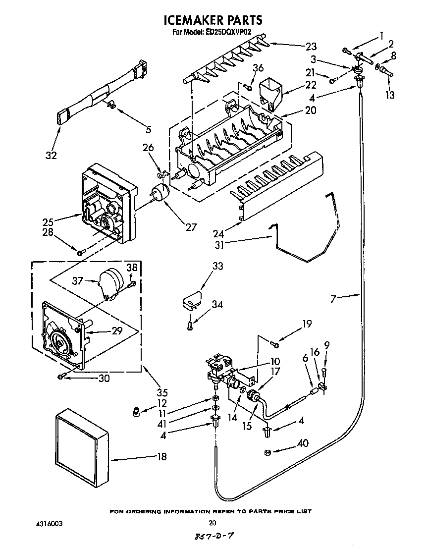 Whirlpool ED25DQXVP02 icemaker diagram