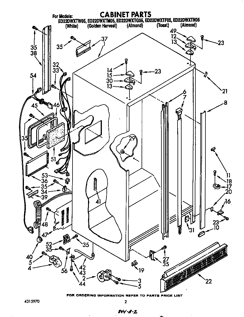 Whirlpool ED22DWXTW05 cabinet diagram