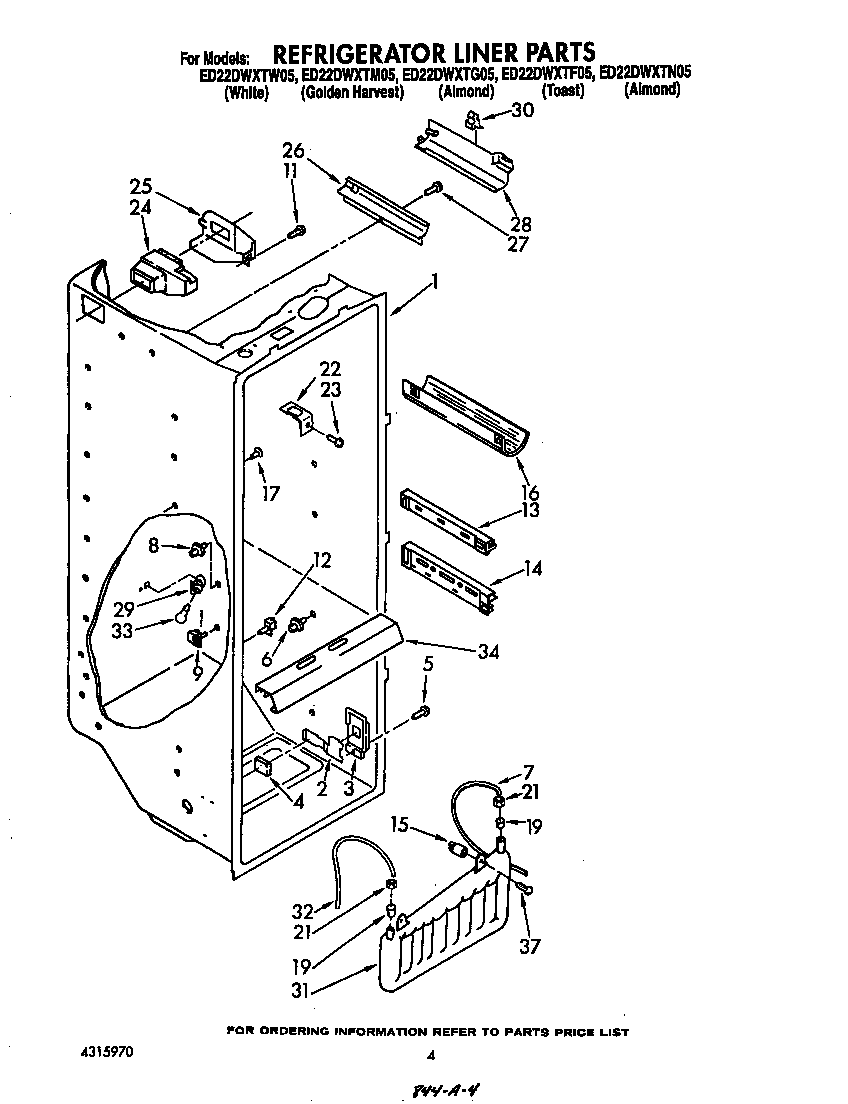 Whirlpool ED22DWXTW05 refrigerator liner diagram