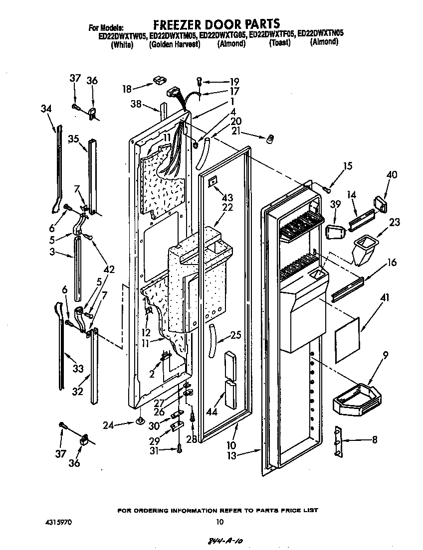 Whirlpool ED22DWXTW05 freezer door diagram