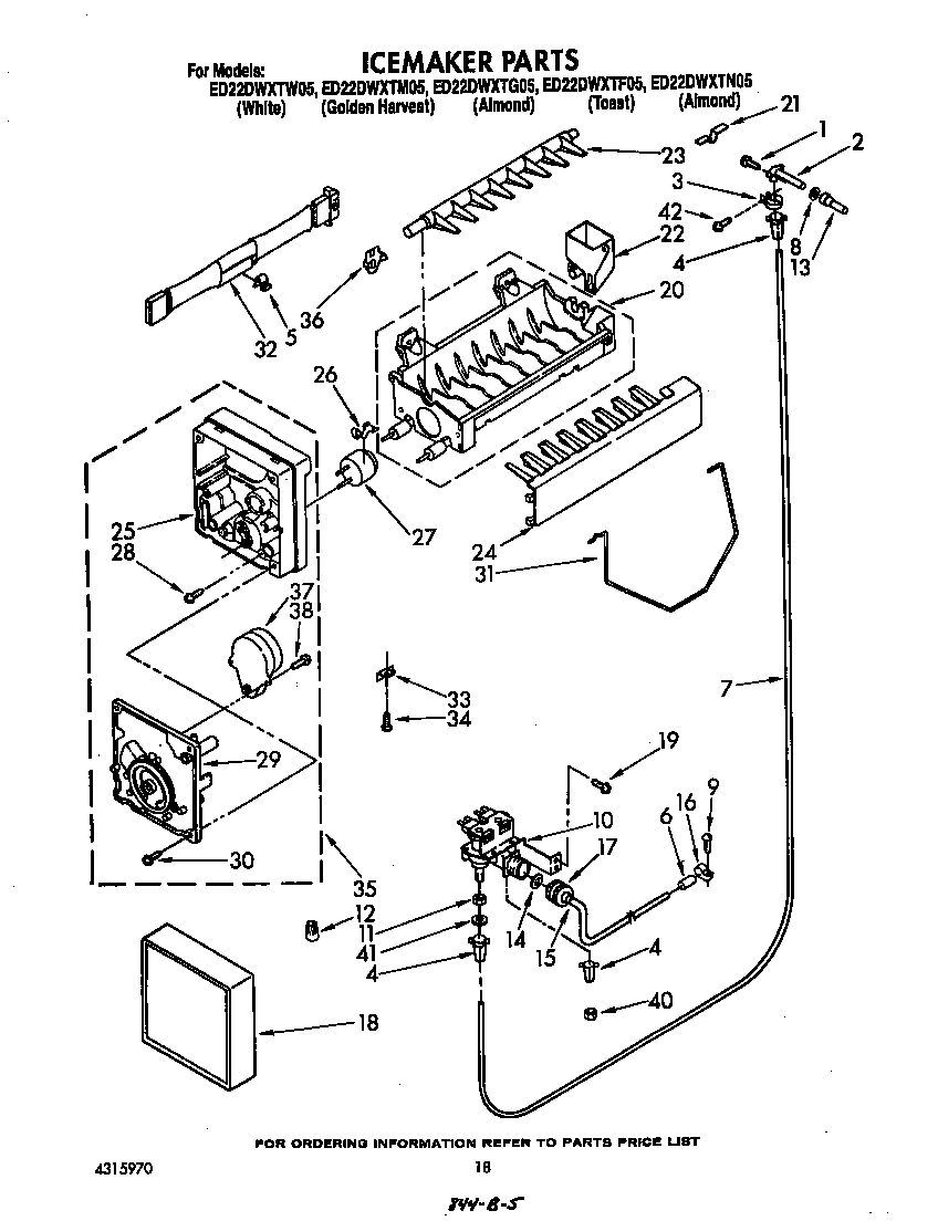 Whirlpool ED22DWXTW05 icemaker diagram