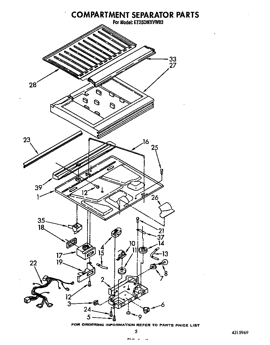 Whirlpool ET25DMXVW03 compartment separator diagram