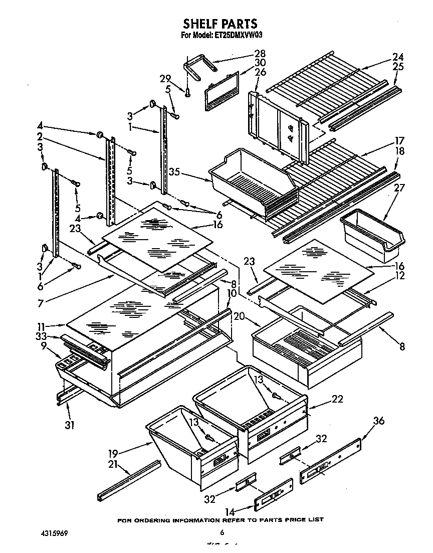 Whirlpool ET25DMXVW03 shelf diagram