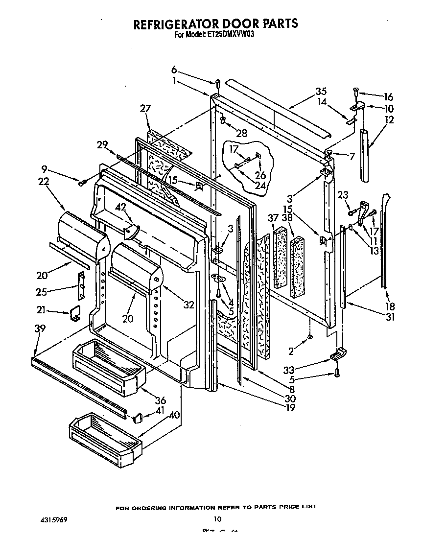 Whirlpool ET25DMXVW03 refrigerator door diagram