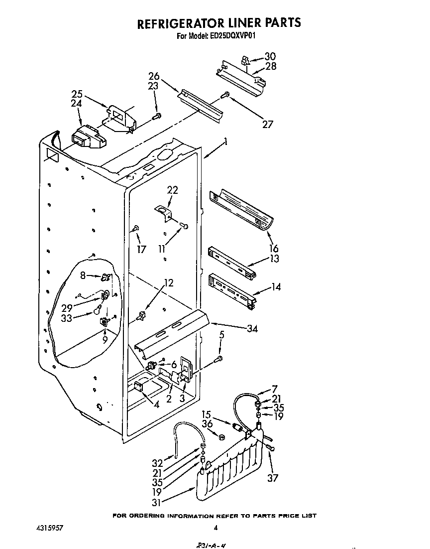 Whirlpool ED25DQXVP01 refrigerator liner diagram