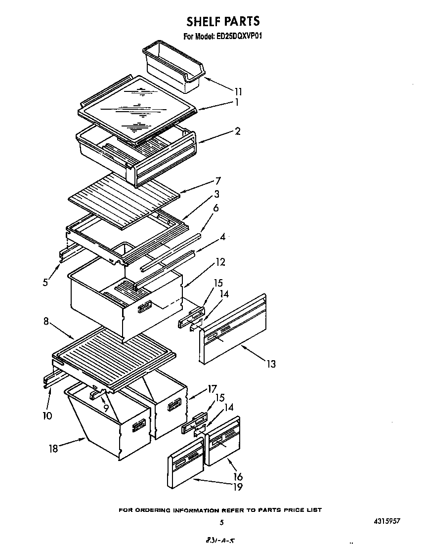 Whirlpool ED25DQXVP01 shelf diagram