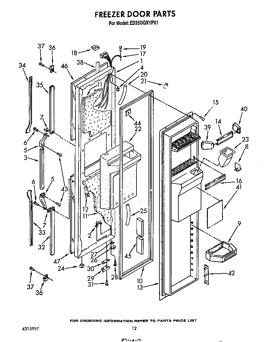 Whirlpool ED25DQXVP01 freezer door diagram