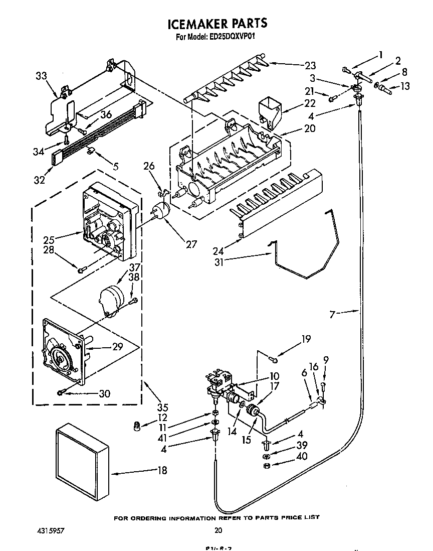 Whirlpool ED25DQXVP01 ice maker diagram