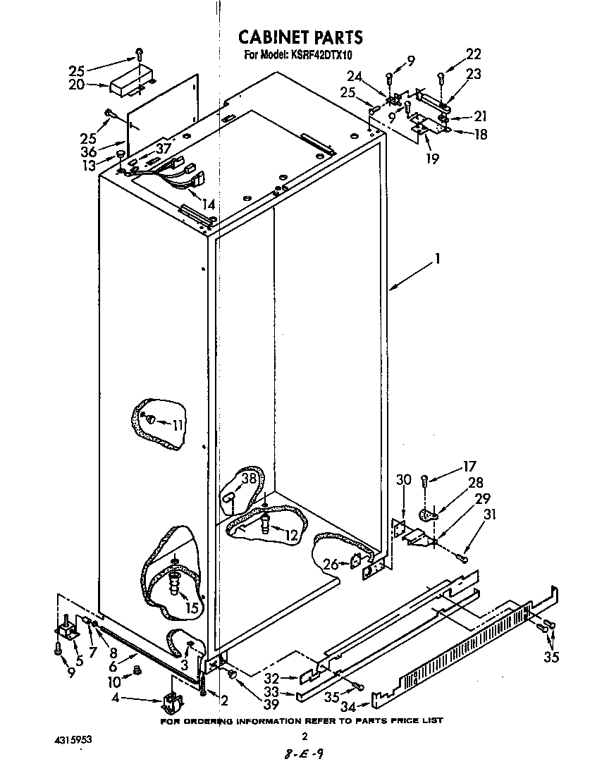 KitchenAid KSRF42DTX10 cabinet diagram