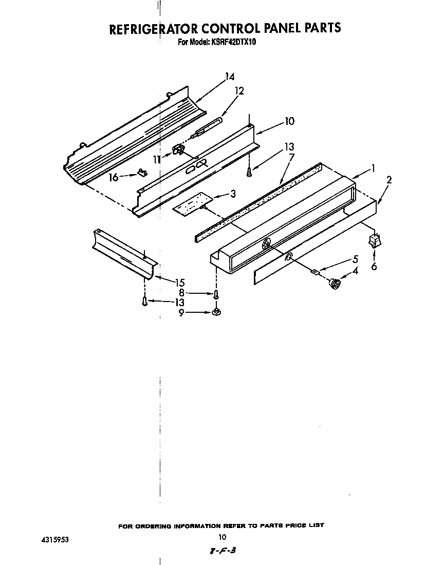 KitchenAid KSRF42DTX10 refrigerator control panel diagram