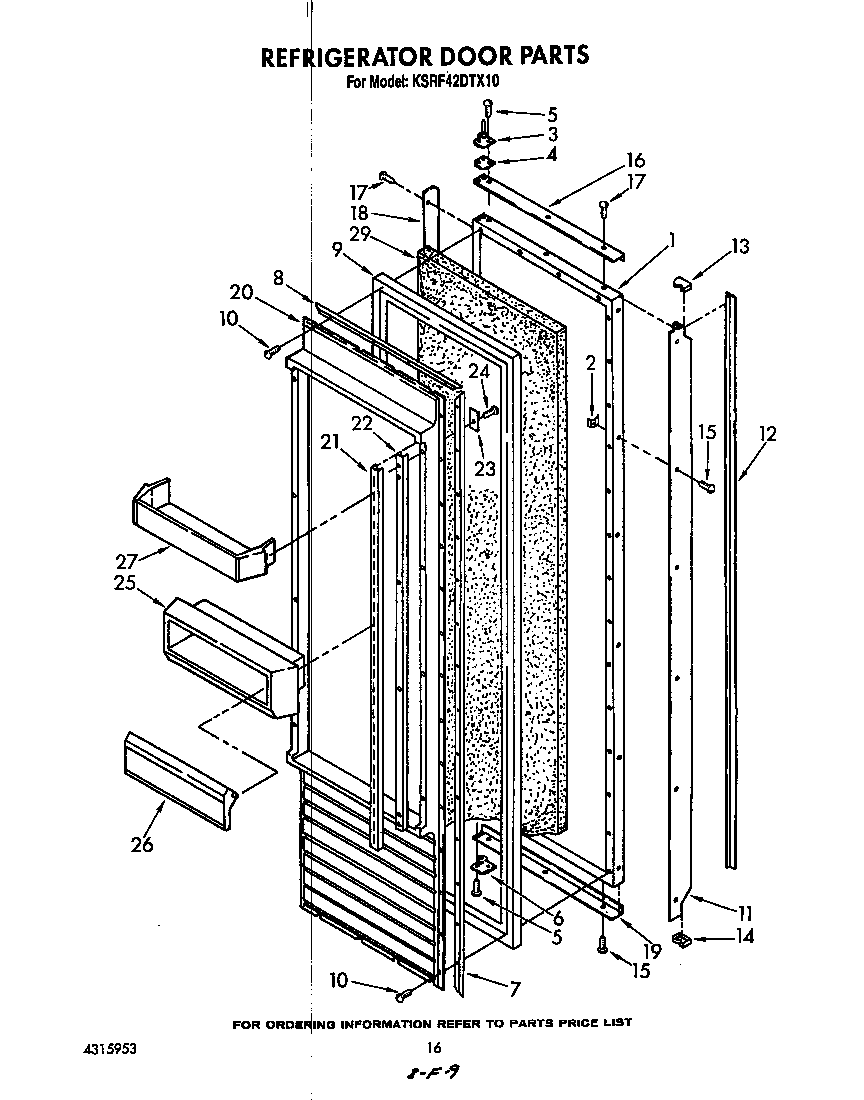 KitchenAid KSRF42DTX10 refrigerator door diagram