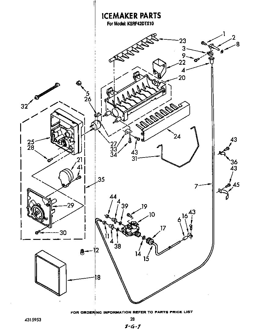 KitchenAid KSRF42DTX10 ice maker diagram