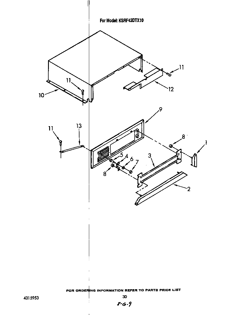 KitchenAid KSRF42DTX10 cover, component assembly diagram