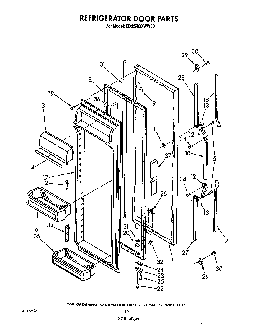 Whirlpool ED25RQXWW00 refrigerator door diagram