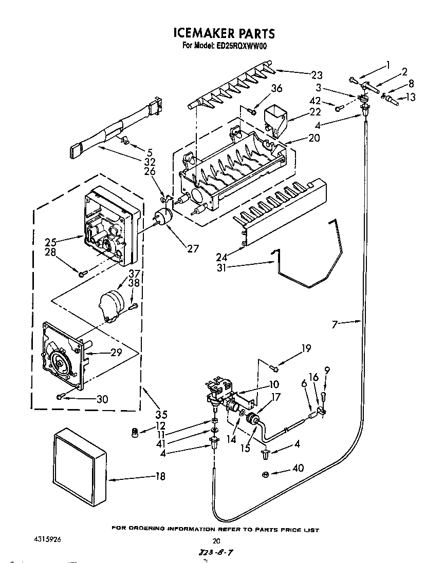 Whirlpool ED25RQXWW00 ice maker diagram