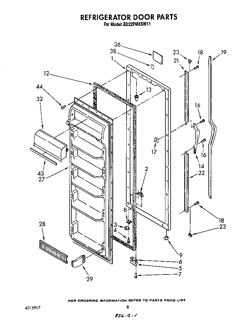 Whirlpool ED22PMXSW11 refrigerator door diagram