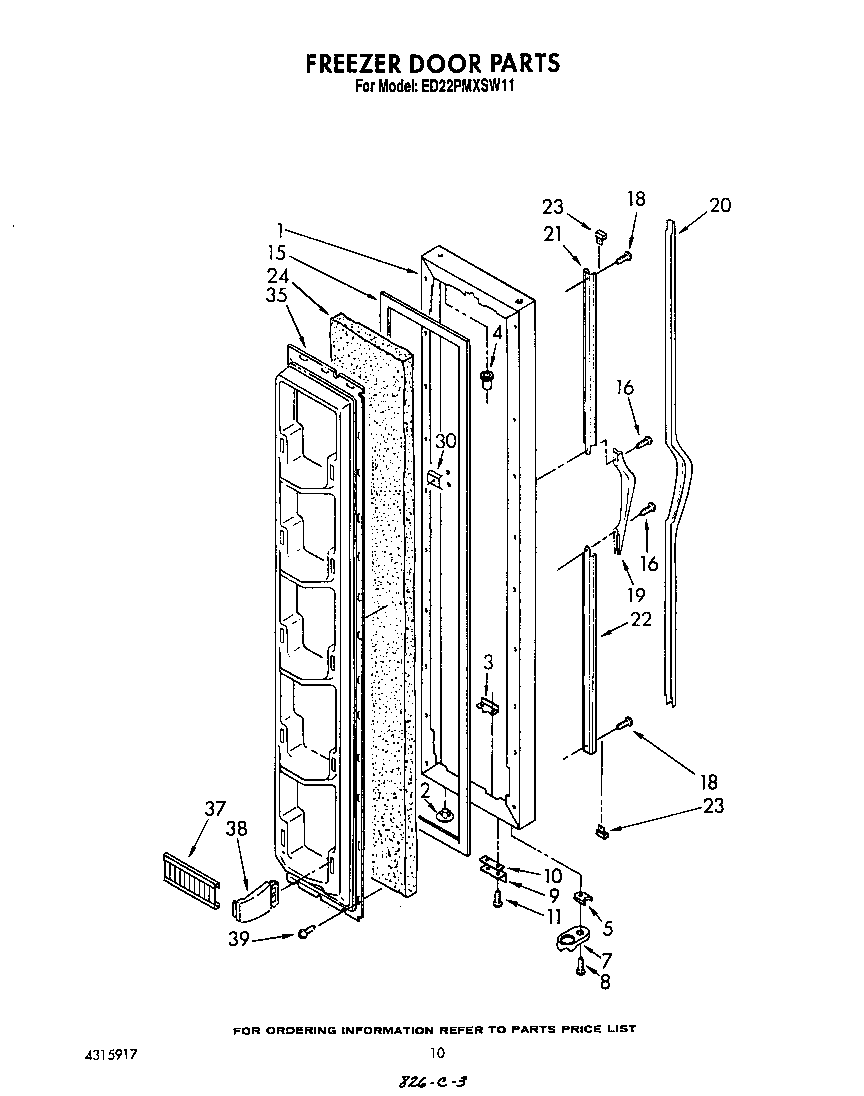 Whirlpool ED22PMXSW11 freezer door diagram