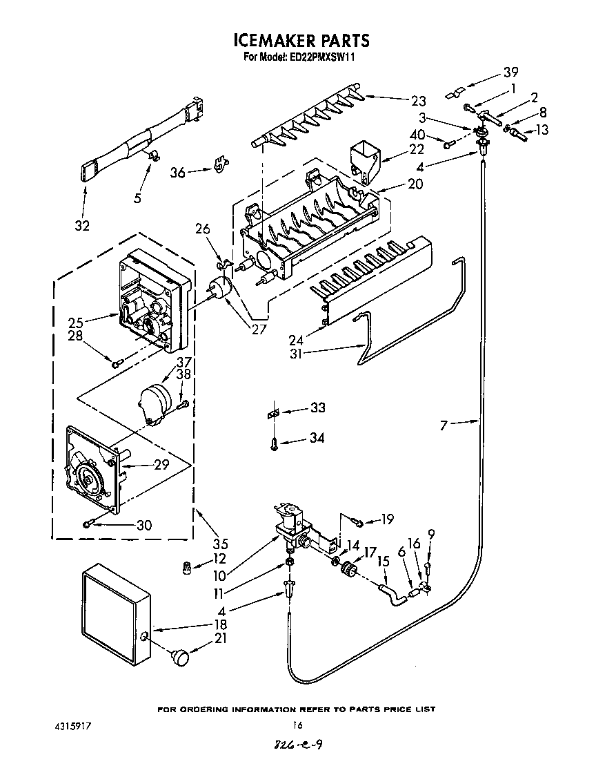 Whirlpool ED22PMXSW11 icemaker diagram